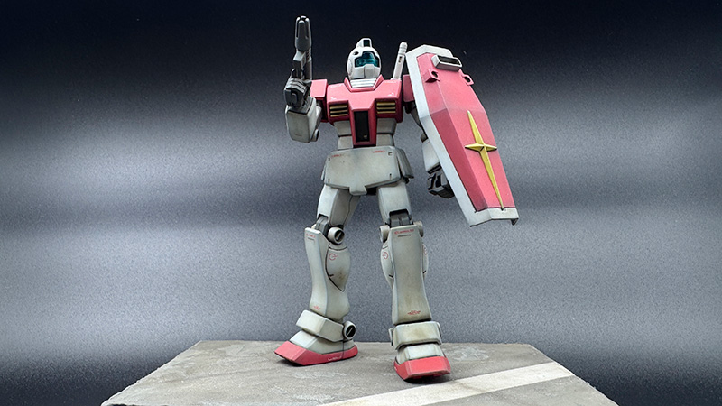 HGUCジム製作｜旧キット箱絵を再現するガンプラ⑦（最終回） 〜完成！アスファルトに立つ量産機の勇姿〜